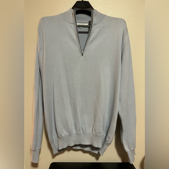 Calvin Klein half Zip Light Blue pullover sweater- size xl - Picture 3 of 8
